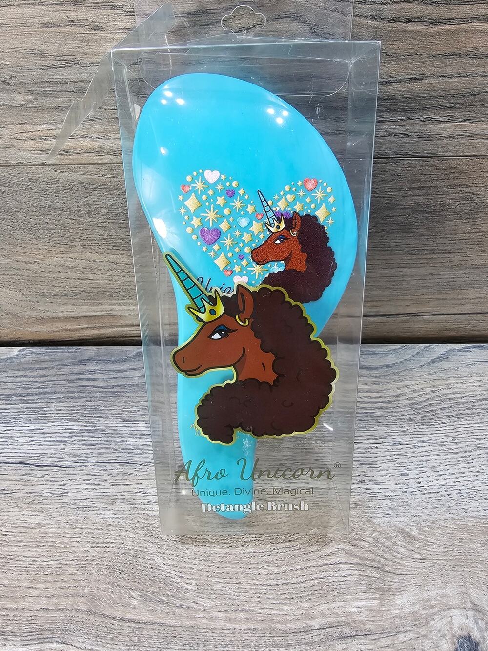 Afro Unicorn Printed Paddle Detangle Hair brush Green